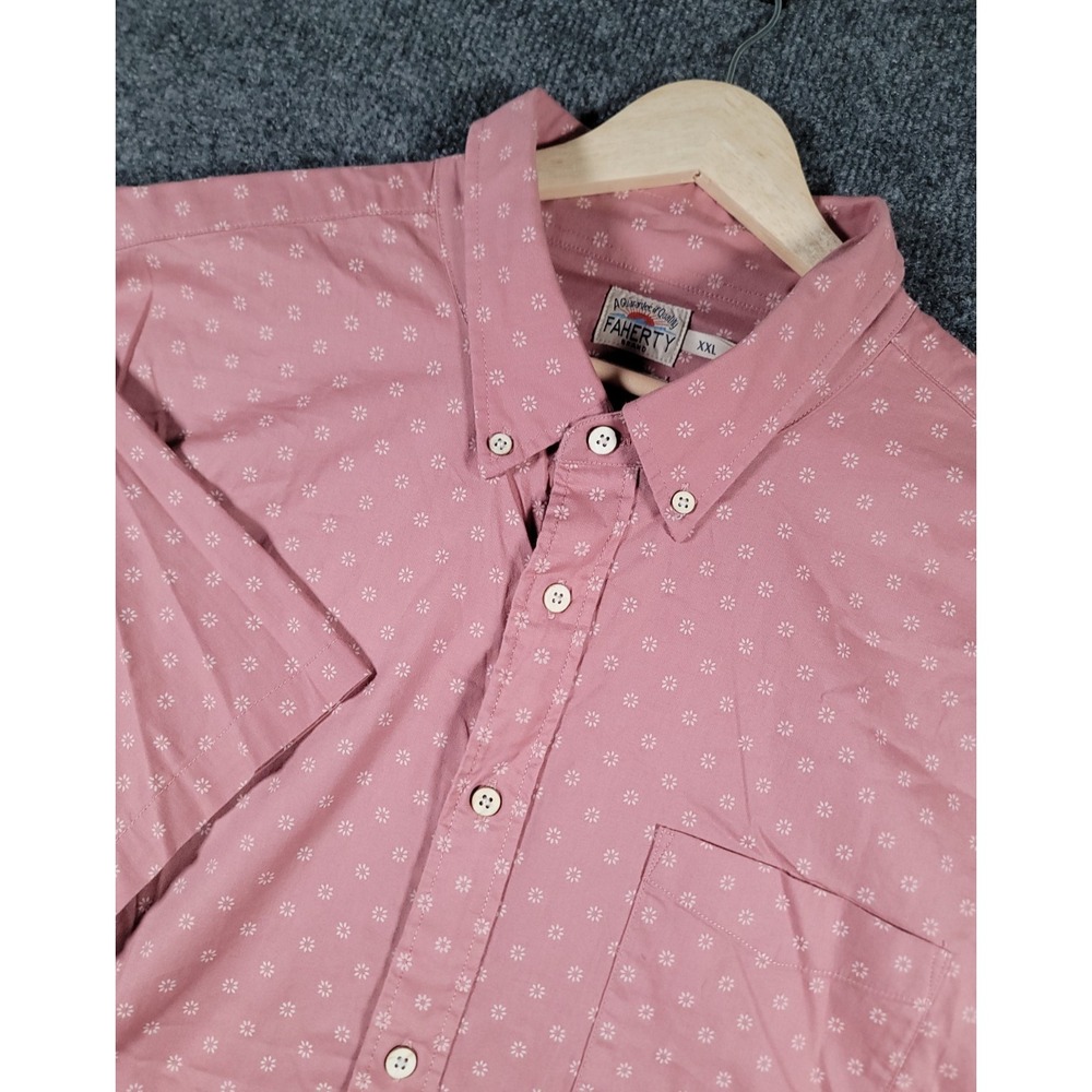 Faherty Brand Mens XXL Short Sleeve Button Down Shirt Organic Cotton Pocket
